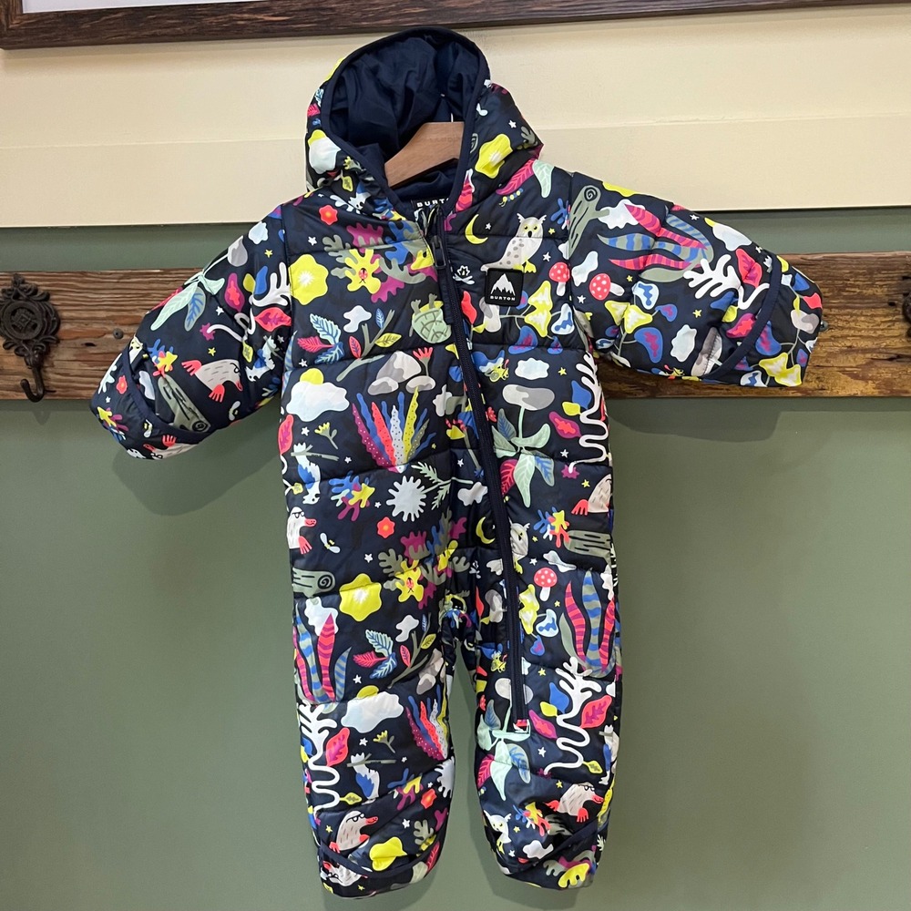 Burton Kids 12M Bunting Suit Navy Whimsical Forest Print Insulated Snowsuit